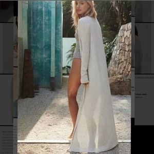 Spiritual Gangster Ballet Rib Knit Duster Cardigan Heather Gray Small